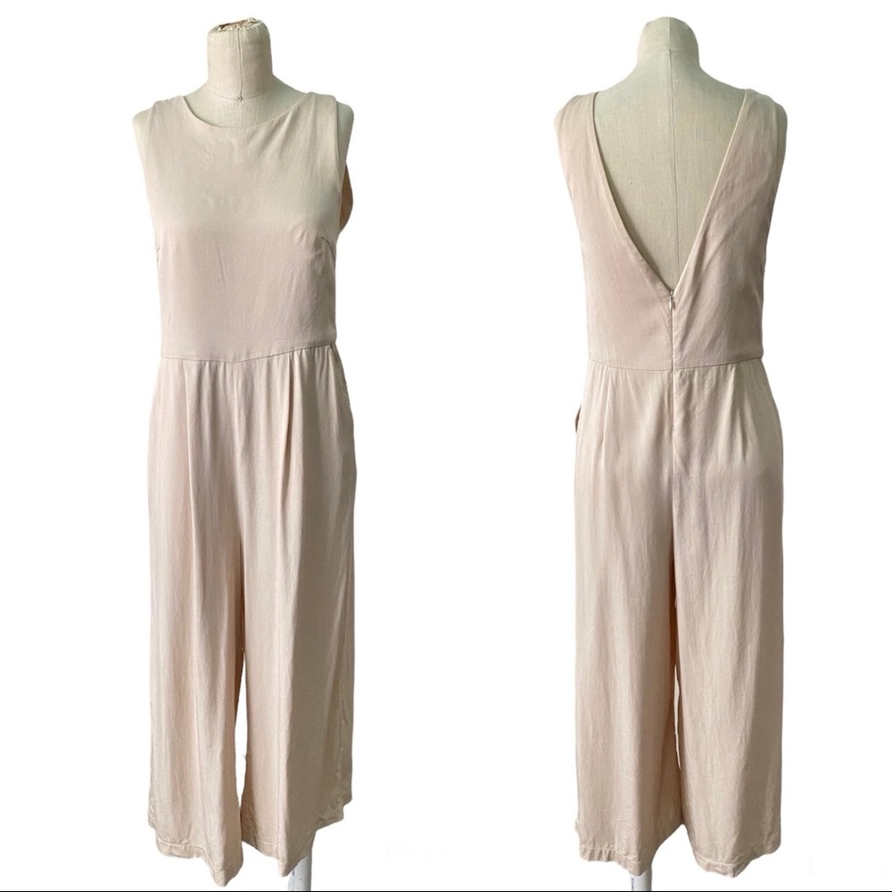 Oak + Fort Cream Wide Leg Jumpsuit